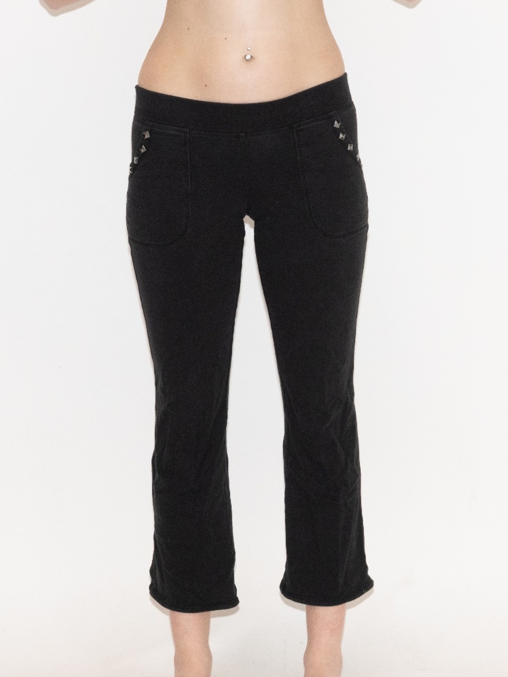 Y2k black studded sweatpants low rise size petite small cotton NY CA